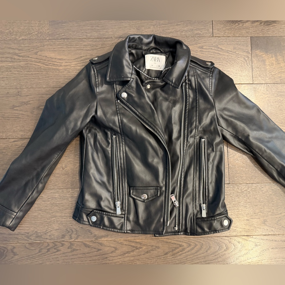 Zara Kids  Black  fauxLeather Biker Jacket